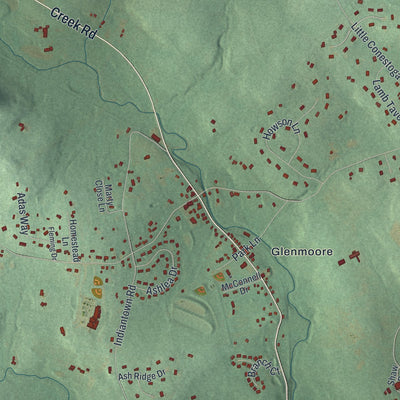 Close-up of the map of Wallace, Pennsylvania print showing street and building detail