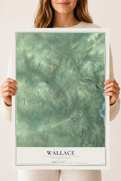 Map of Wallace, Pennsylvania, 18 x 24 inch unframed archival matte print