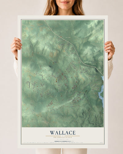Map of Wallace, Pennsylvania, 24 x 36 inch unframed archival matte print
