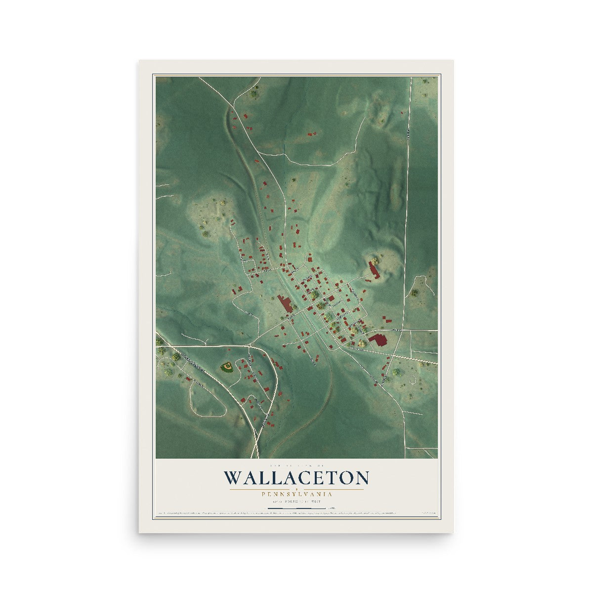 Map of Wallaceton, Pennsylvania, 12 x 18 inch unframed archival matte print