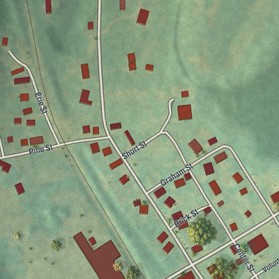 Second close-up of the map of Wallaceton, Pennsylvania print showing more streets and buildings