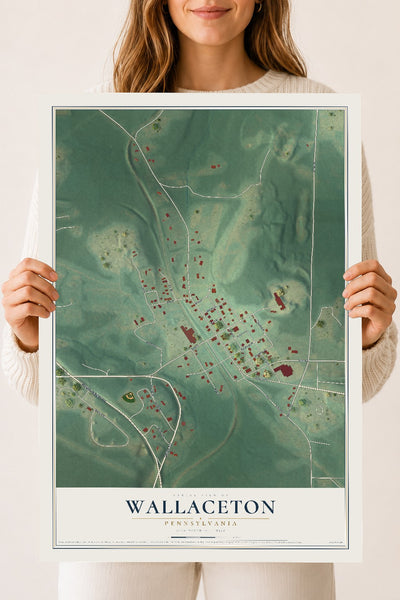 Map of Wallaceton, Pennsylvania, 18 x 24 inch unframed archival matte print