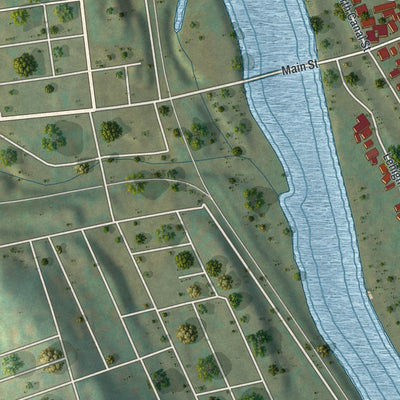 Second close-up of the map of Walnutport, Pennsylvania print showing more streets and buildings
