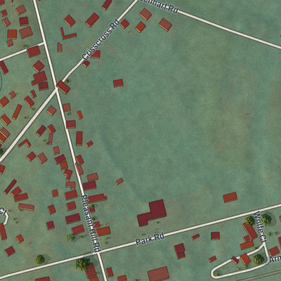 Close-up of the map of Walnuttown, Pennsylvania print showing street and building detail