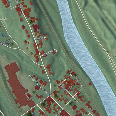 Close-up of the map of Wampum, Pennsylvania print showing street and building detail