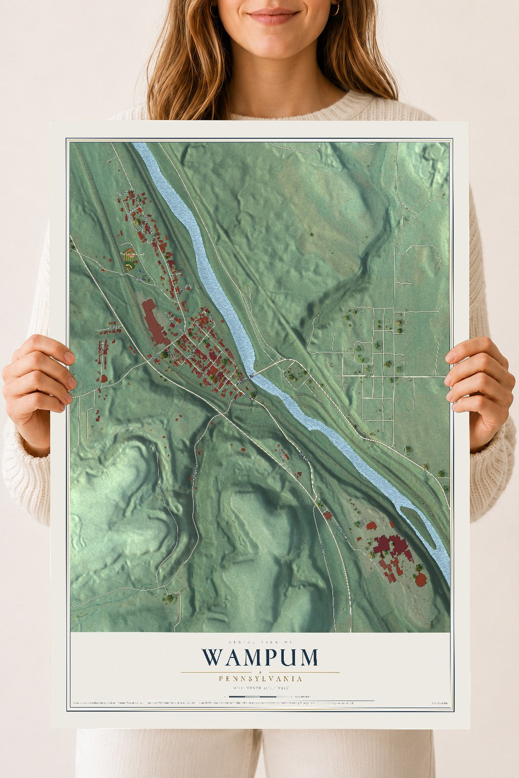 Map of Wampum, Pennsylvania, 18 x 24 inch unframed archival matte print