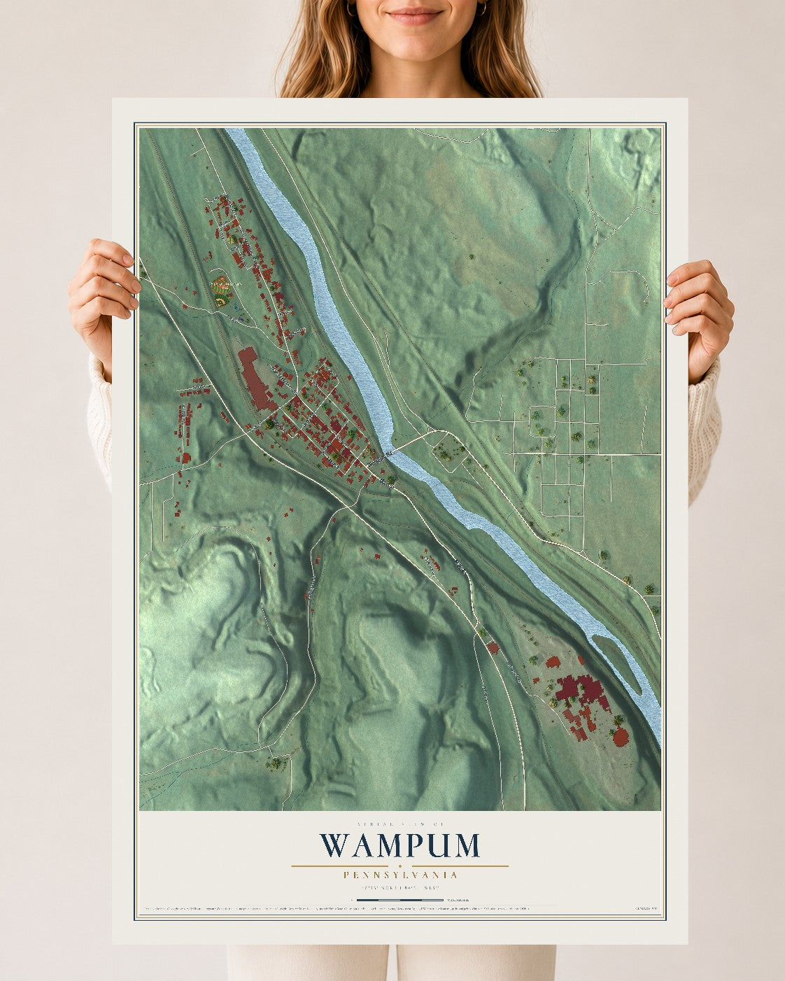 Map of Wampum, Pennsylvania, 24 x 36 inch unframed archival matte print