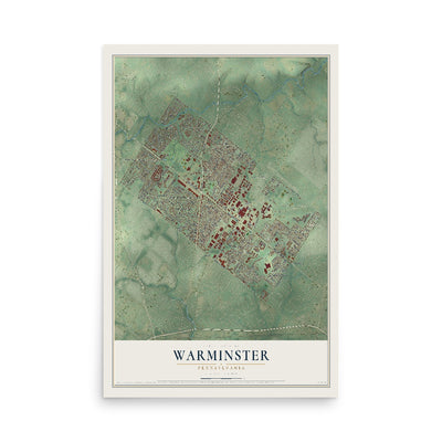 Map of Warminster, Pennsylvania, 12 x 18 inch unframed archival matte print