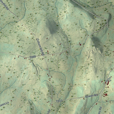 Second close-up of the map of Warren, Bradford County, Pennsylvania print showing more streets and buildings