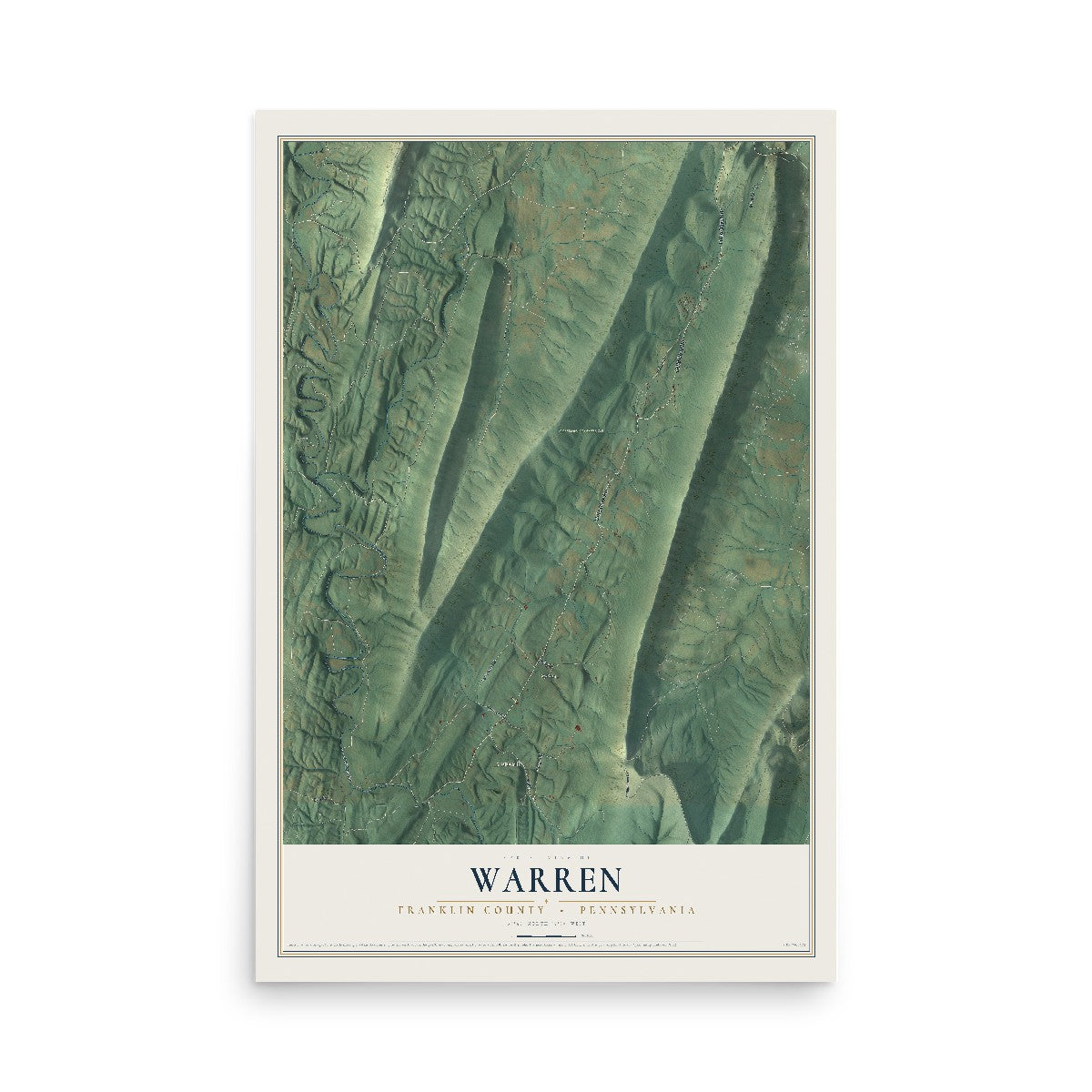 Map of Warren, Franklin County, Pennsylvania, 12 x 18 inch unframed archival matte print