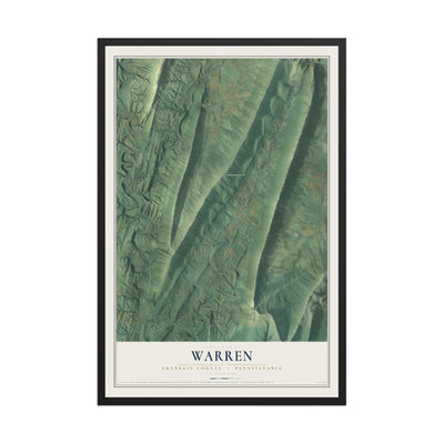 Map of Warren, Franklin County, Pennsylvania, 12 x 18 inch print in a black wood frame