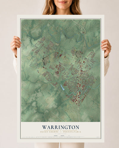Map of Warrington, Bucks County, Pennsylvania, 24 x 36 inch unframed archival matte print