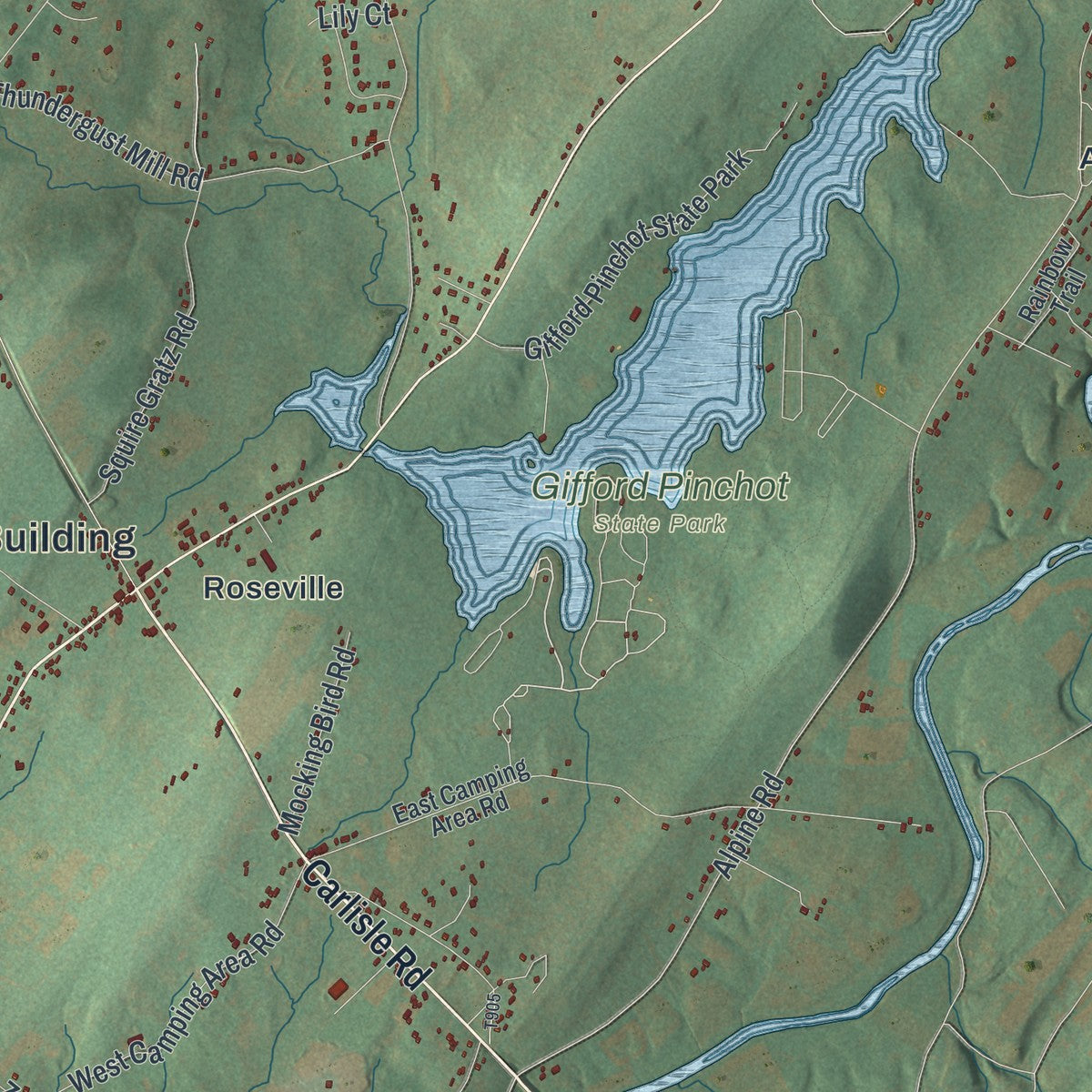Close-up of the map of Warrington, York County, Pennsylvania print showing street and building detail