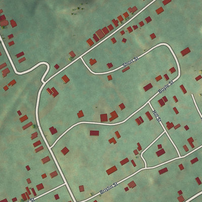 Close-up of the map of Warrior Run, Pennsylvania print showing street and building detail