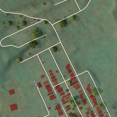 Second close-up of the map of Warrior Run, Pennsylvania print showing more streets and buildings