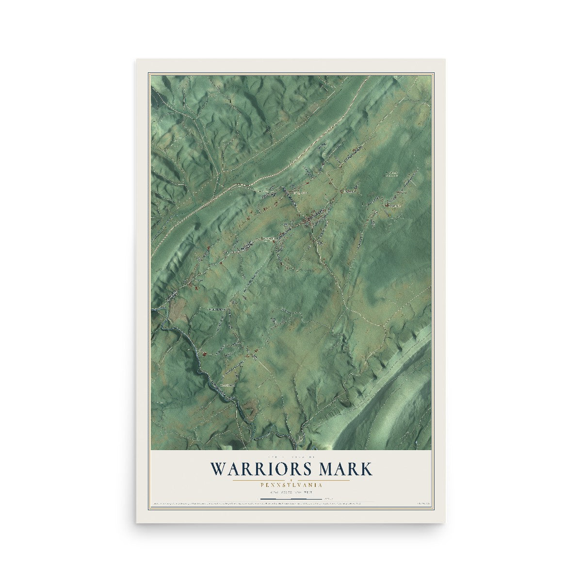Map of Warriors Mark, Pennsylvania, 12 x 18 inch unframed archival matte print