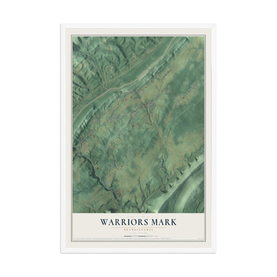Map of Warriors Mark, Pennsylvania, 12 x 18 inch print in a white wood frame