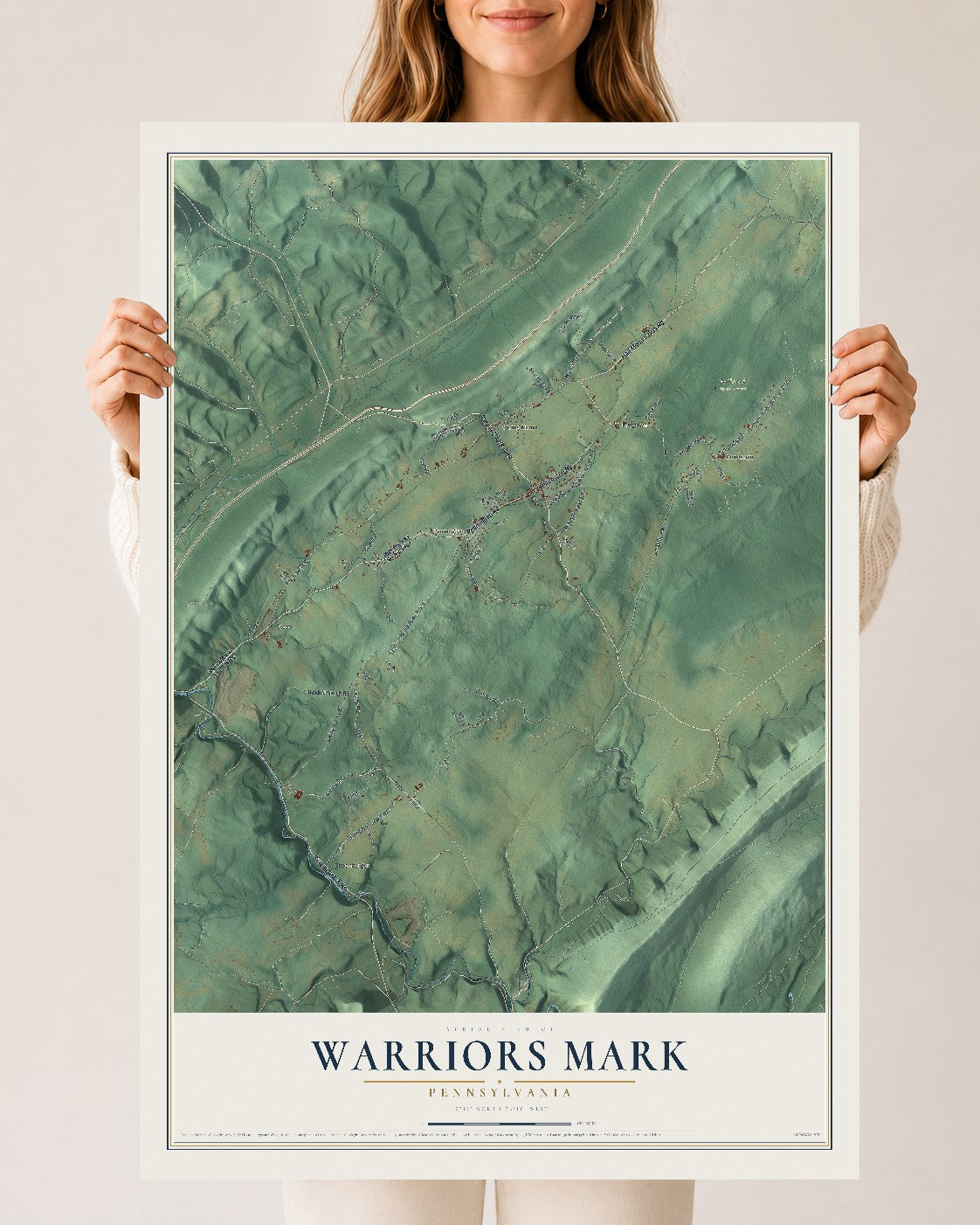 Map of Warriors Mark, Pennsylvania, 24 x 36 inch unframed archival matte print