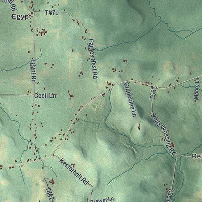Second close-up of the map of Warsaw, Pennsylvania print showing more streets and buildings