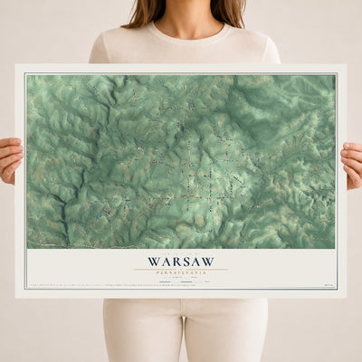 Map of Warsaw, Pennsylvania, 18 x 24 inch unframed archival matte print