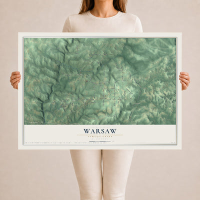Map of Warsaw, Pennsylvania, 24 x 36 inch unframed archival matte print