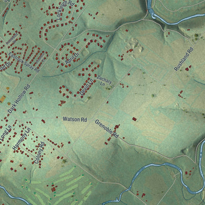 Second close-up of the map of Warwick, Bucks County, Pennsylvania print showing more streets and buildings