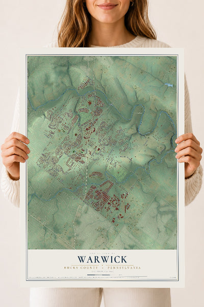 Map of Warwick, Bucks County, Pennsylvania, 18 x 24 inch unframed archival matte print