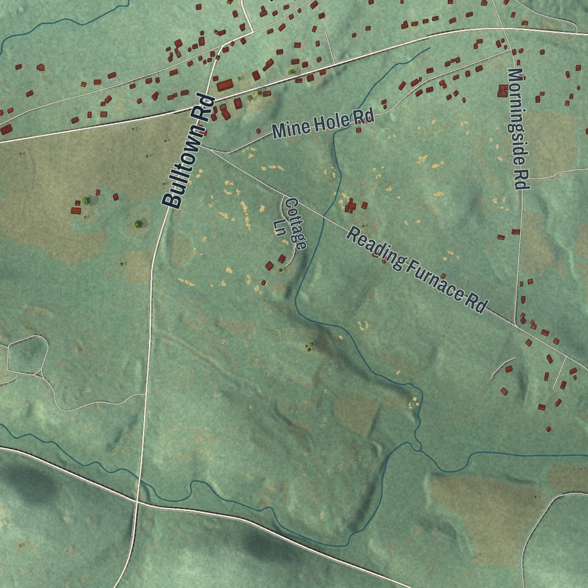 Close-up of the map of Warwick, Chester County, Pennsylvania print showing street and building detail