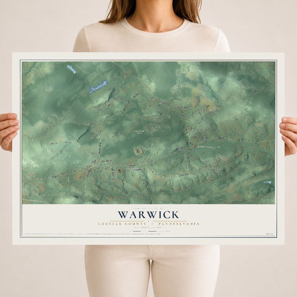 Map of Warwick, Chester County, Pennsylvania, 18 x 24 inch unframed archival matte print