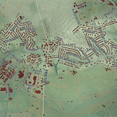 Second close-up of the map of Warwick, Lancaster County, Pennsylvania print showing more streets and buildings