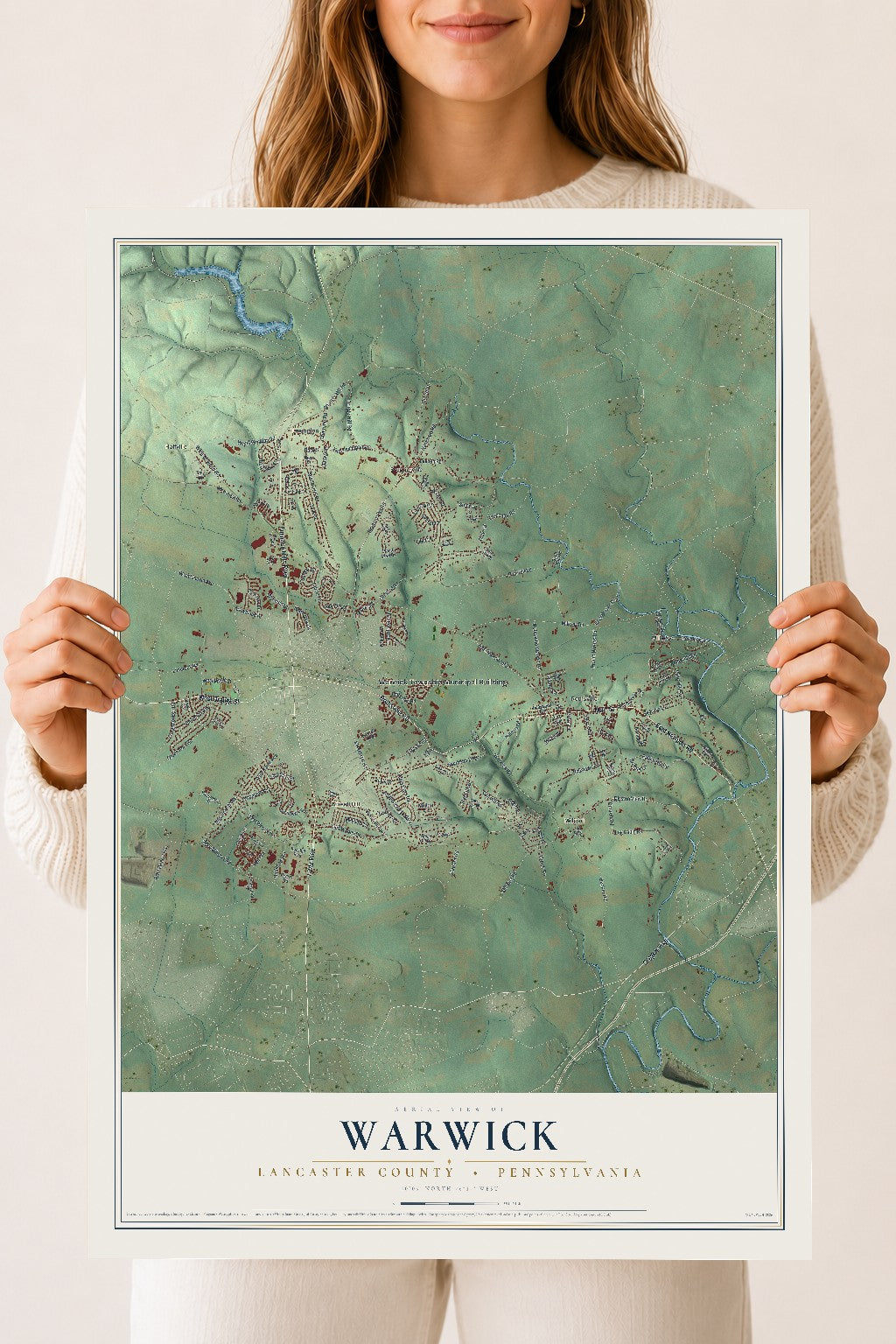 Map of Warwick, Lancaster County, Pennsylvania, 18 x 24 inch unframed archival matte print