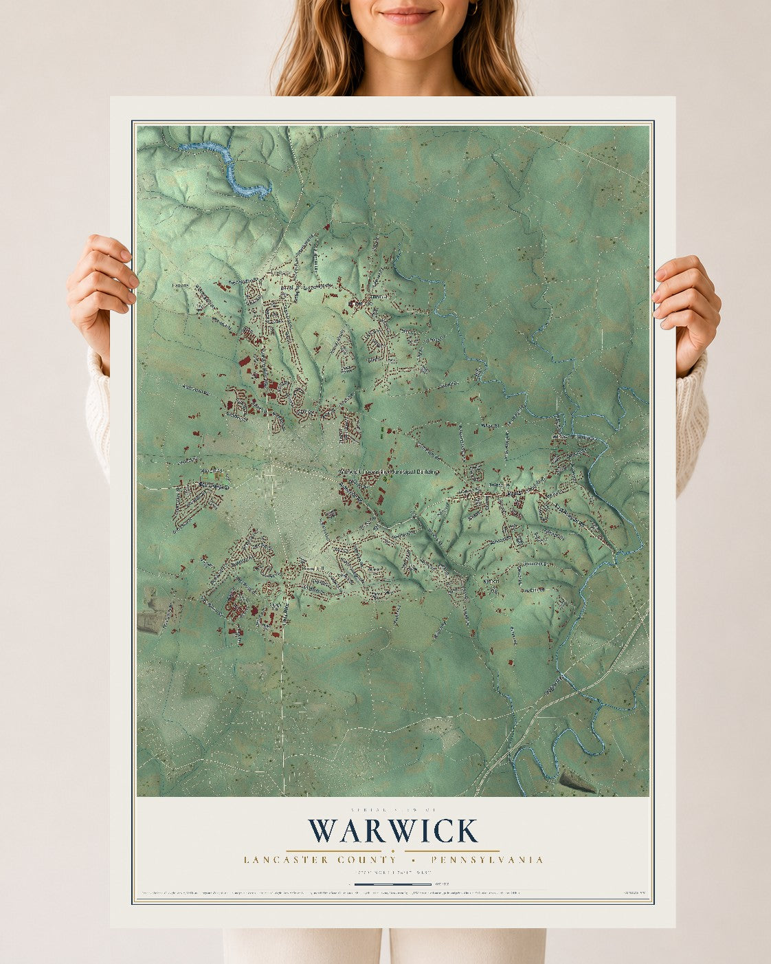 Map of Warwick, Lancaster County, Pennsylvania, 24 x 36 inch unframed archival matte print