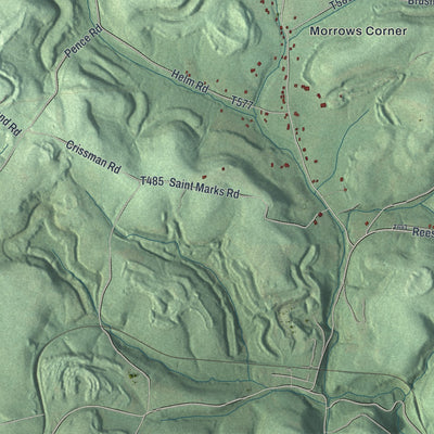 Second close-up of the map of Washington, Armstrong County, Pennsylvania print showing more streets and buildings
