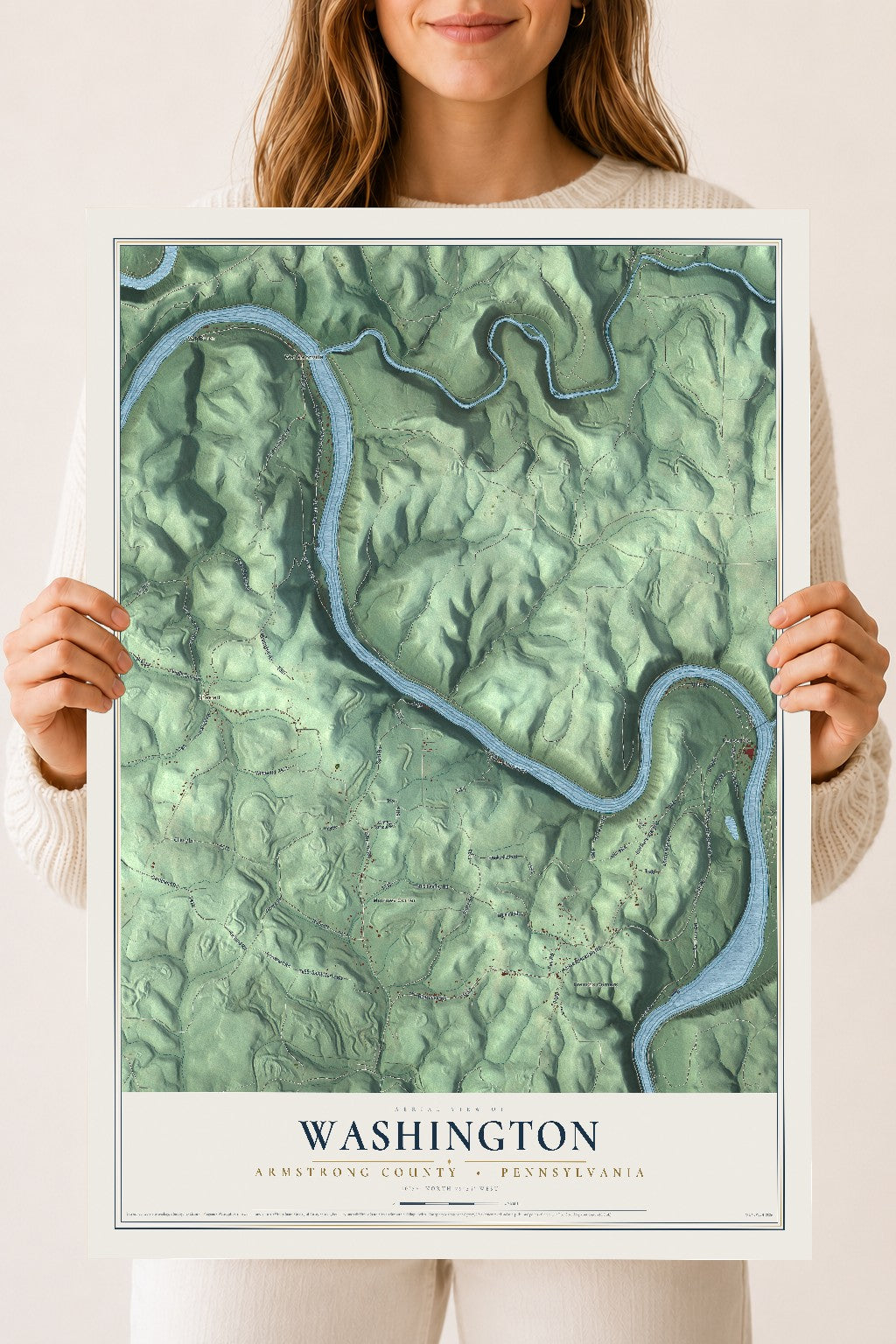 Map of Washington, Armstrong County, Pennsylvania, 18 x 24 inch unframed archival matte print