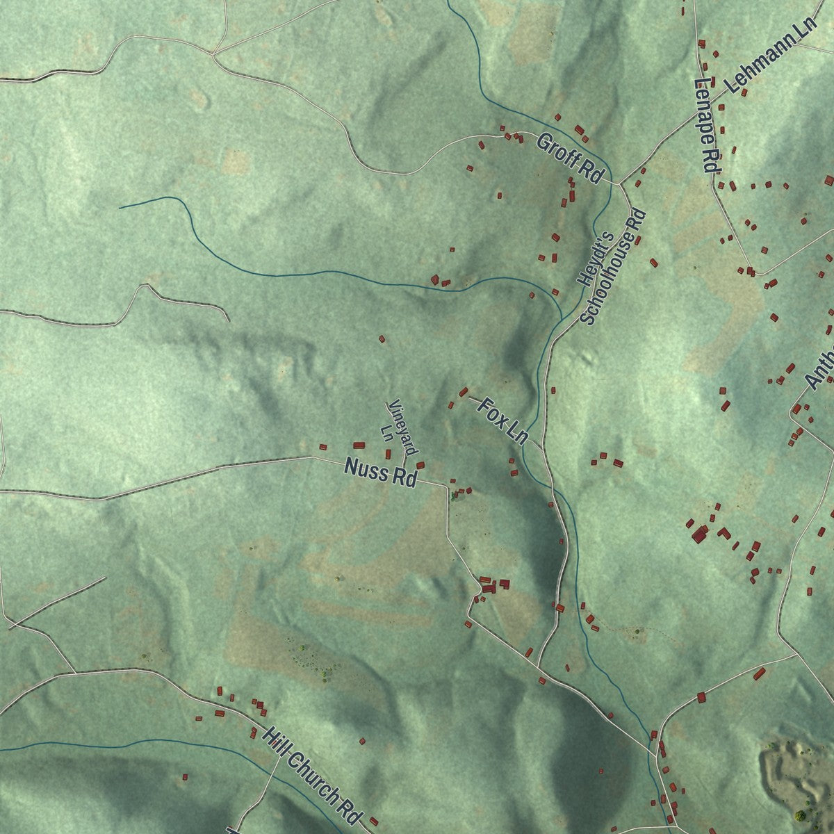 Second close-up of the map of Washington, Berks County, Pennsylvania print showing more streets and buildings
