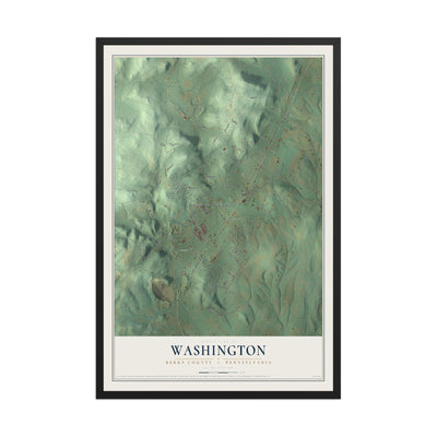 Map of Washington, Berks County, Pennsylvania, 12 x 18 inch print in a black wood frame