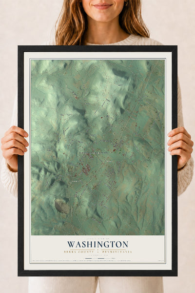 Map of Washington, Berks County, Pennsylvania, 18 x 24 inch print in a black wood frame