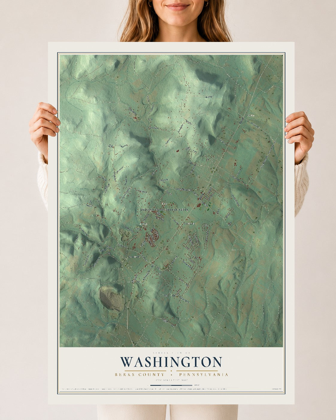 Map of Washington, Berks County, Pennsylvania, 24 x 36 inch unframed archival matte print