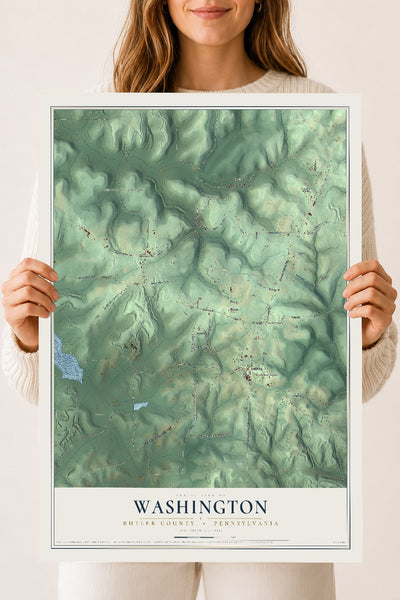 Map of Washington, Butler County, Pennsylvania, 18 x 24 inch unframed archival matte print