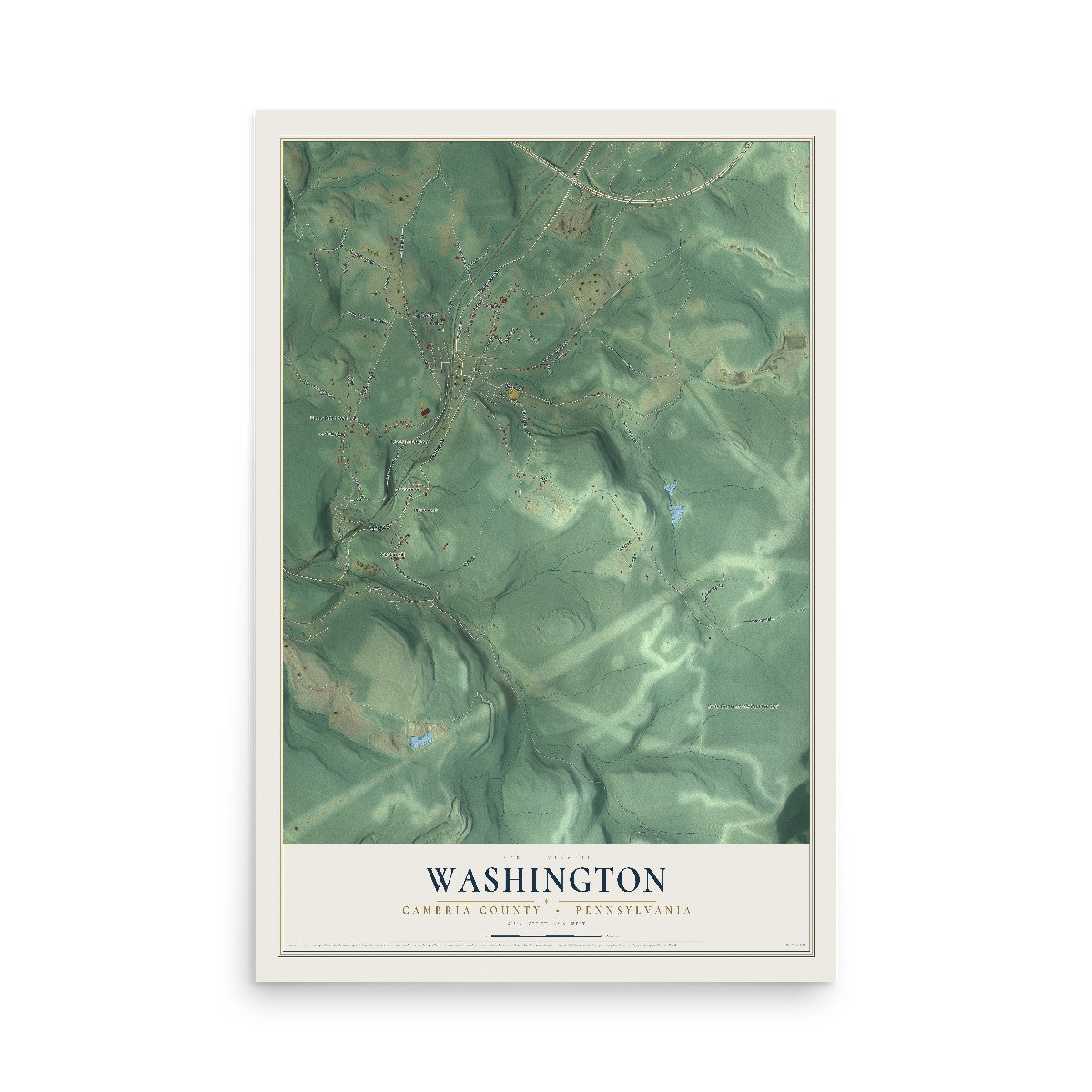 Map of Washington, Cambria County, Pennsylvania, 12 x 18 inch unframed archival matte print