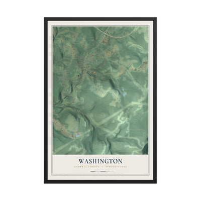 Map of Washington, Cambria County, Pennsylvania, 12 x 18 inch print in a black wood frame