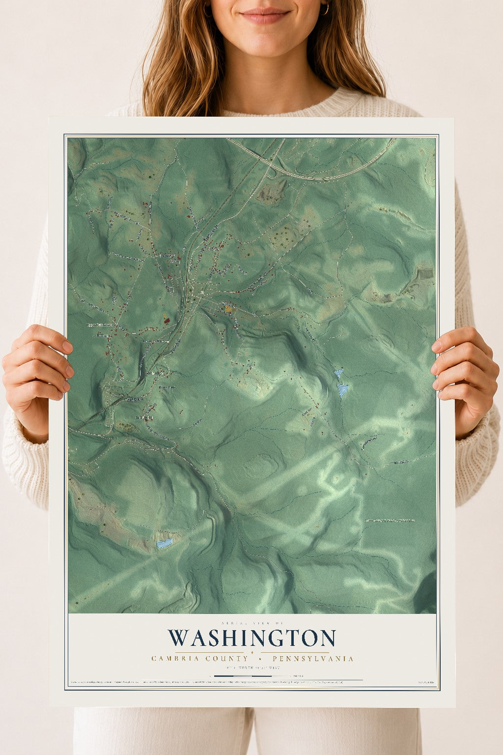 Map of Washington, Cambria County, Pennsylvania, 18 x 24 inch unframed archival matte print