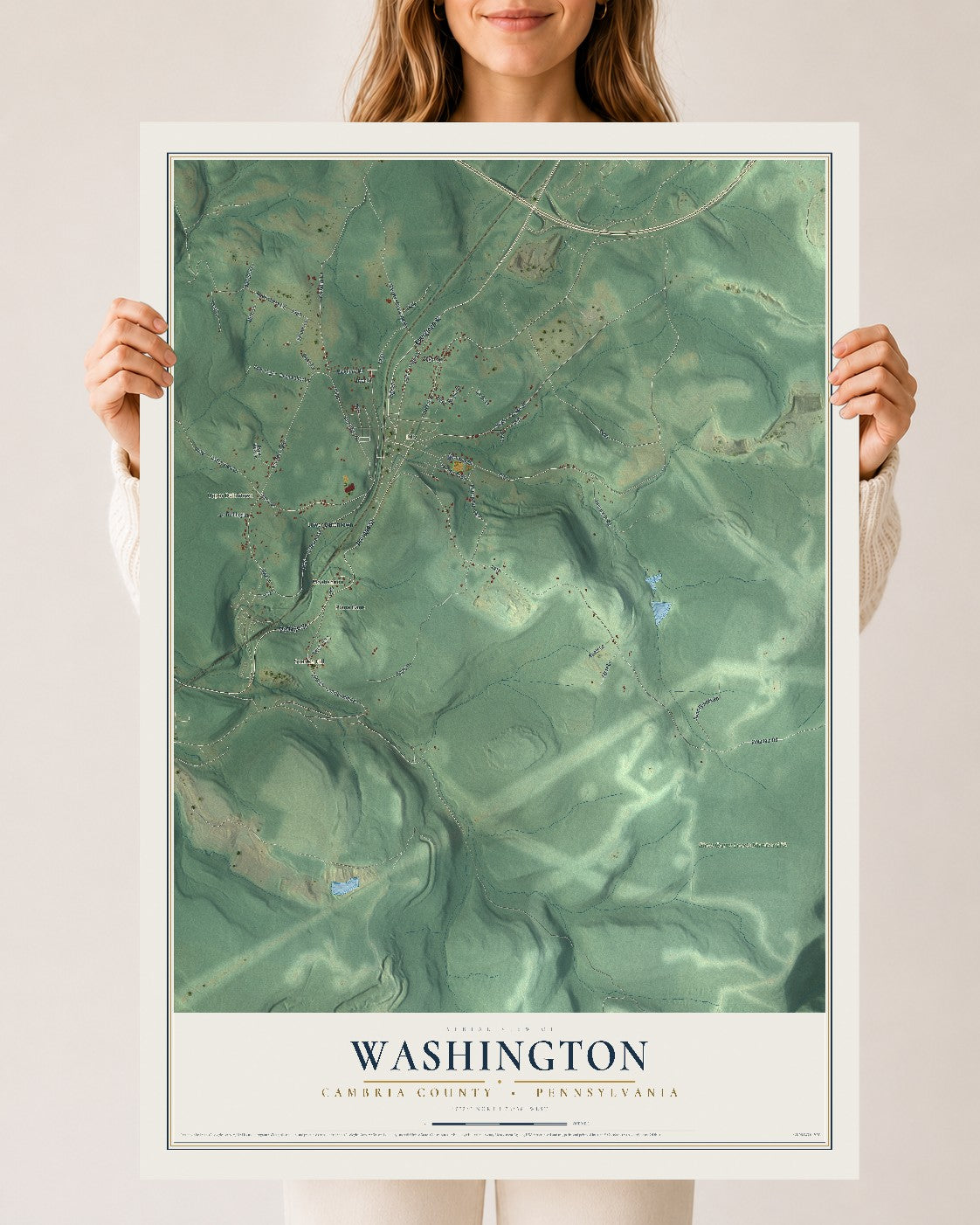 Map of Washington, Cambria County, Pennsylvania, 24 x 36 inch unframed archival matte print
