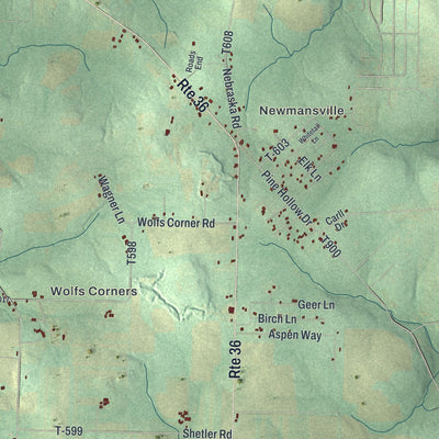 Second close-up of the map of Washington, Clarion County, Pennsylvania print showing more streets and buildings