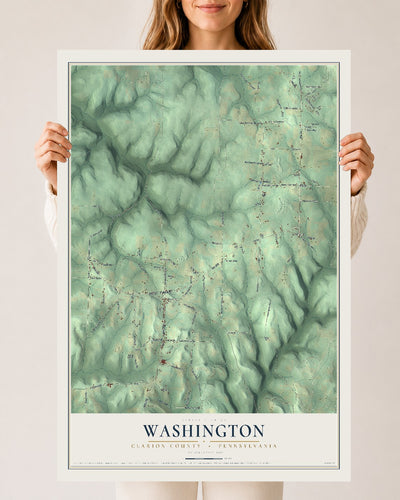 Map of Washington, Clarion County, Pennsylvania, 24 x 36 inch unframed archival matte print