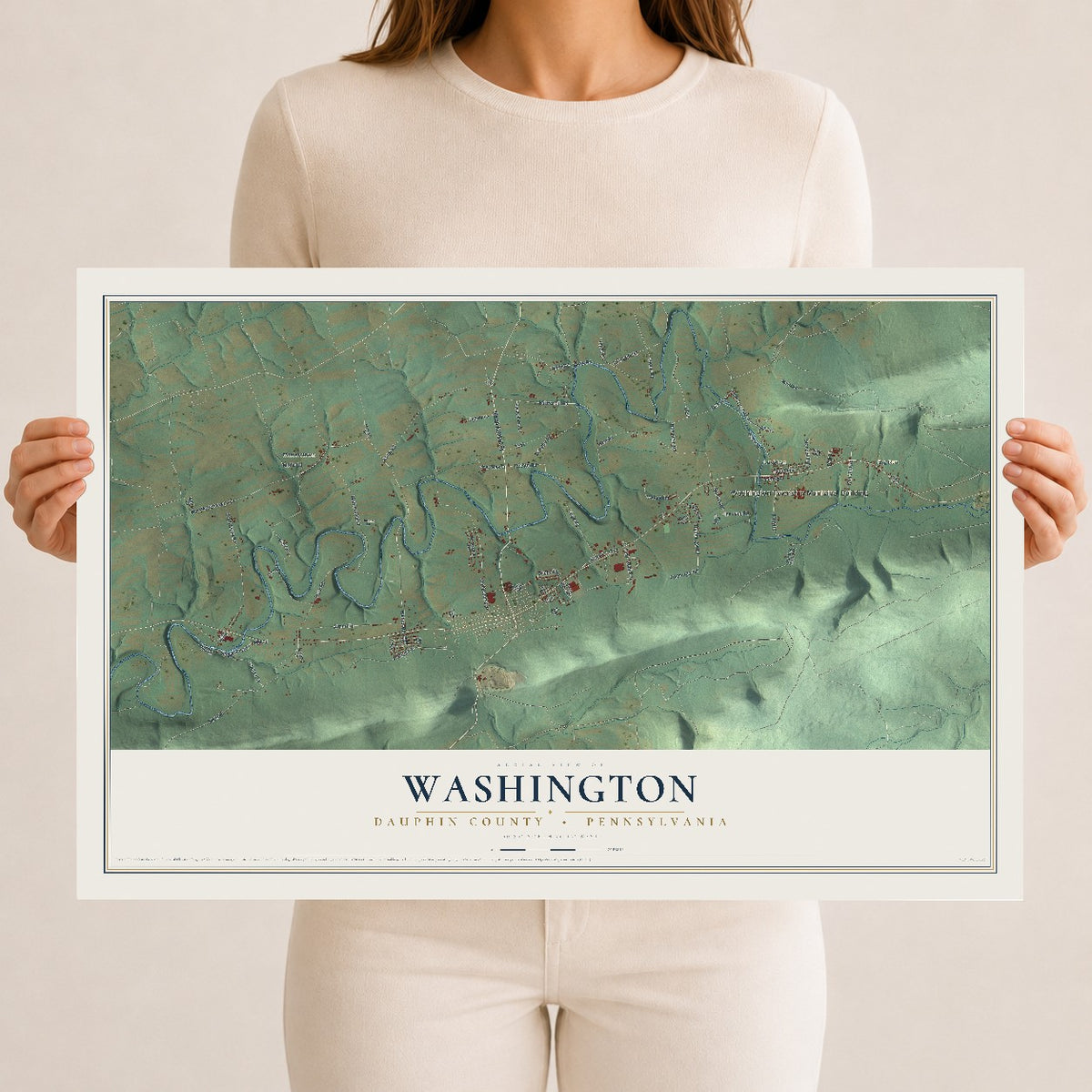 Map of Washington, Dauphin County, Pennsylvania, 12 x 18 inch unframed archival matte print