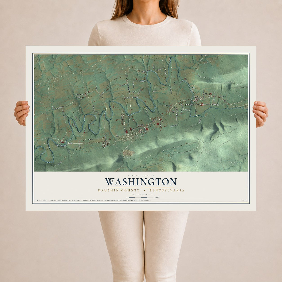 Map of Washington, Dauphin County, Pennsylvania, 24 x 36 inch unframed archival matte print