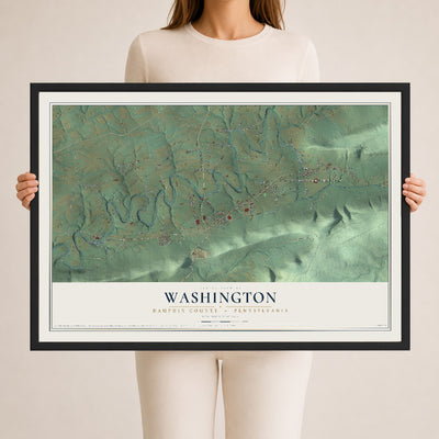 Map of Washington, Dauphin County, Pennsylvania, 24 x 36 inch print in a black wood frame