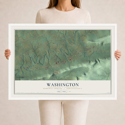 Map of Washington, Dauphin County, Pennsylvania, 24 x 36 inch print in a white wood frame