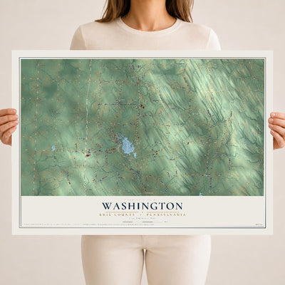 Map of Washington, Erie County, Pennsylvania, 18 x 24 inch unframed archival matte print